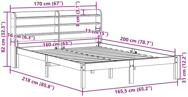 vidaXL Massivholzbett ohne Matratze 160x200 cm Kiefernholz 3306545 Bild 12