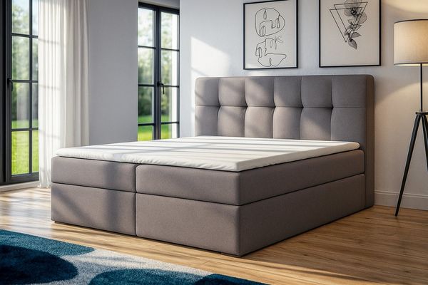 A&J MöbelLand GmbH Boxspringbett REF mit Bettkasten, Topper und gepolstertem Kopfteil. (Boxspringbett mit Bettkasten und gepolstertem Kopfteil. Inclusive Topper !, TOP ANGEBOT), Länge 208cm Höhe 106 cm