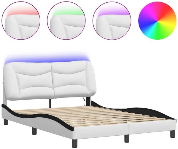 vidaXL Bettgestell mit LED ohne Matratze "Hvar" Weiß und Schwarz 120x200 cm 3213926 Bild 2