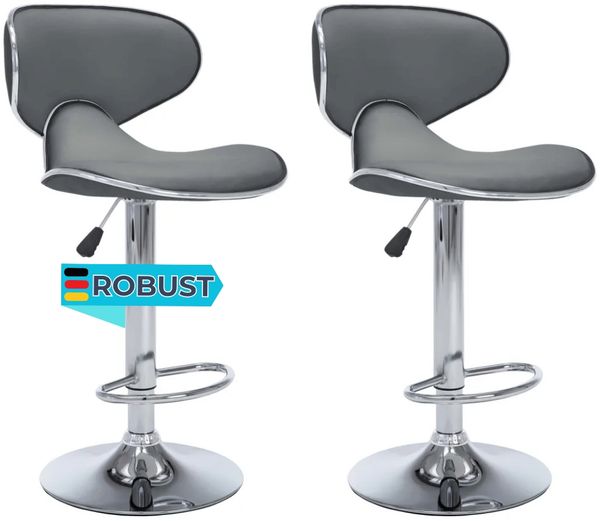 Barhocker SUPRI höhenverstellbar 2er Set Grau Kunstleder | Barstühle drehbar Küchenhocker Thekenhocker für Küche Hausbar
