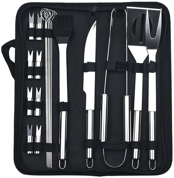 ABC 14-teiliges Grillzubehör-Set, Edelstahl / Aluminium, 5 x 39 x 15 cm