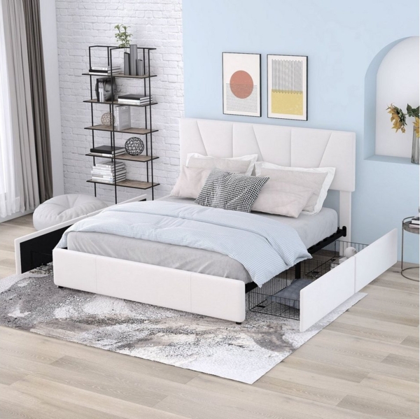 Flieks Polsterbett, Doppelbett Massives Holzbett Samt 140x200cm ohne Matratze Bild 5