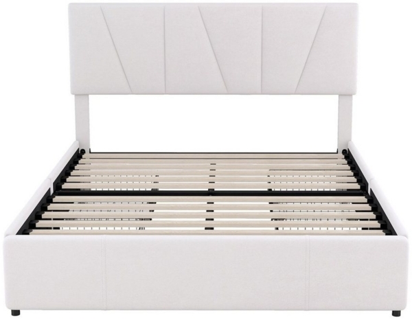 Flieks Polsterbett, Doppelbett Massives Holzbett Samt 140x200cm ohne Matratze Bild 3