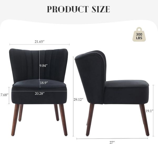 GarveeMore Ohrensessel Samt-Akzentstuhl mit Holzbeinen,Mid-Century Modern Wohnzimmerstühle, bequemer Einzelsofa-Beistellstuhl für Wohnzimmer,Schlafzimmer