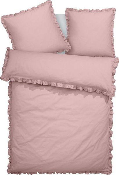 OTTO home Bettwäsche Violetta in Gr. 135x200 oder 155x220 cm, Renforcé, 2 teilig, Bettwäsche aus Baumwolle, romantische Bettwäsche mit Volants