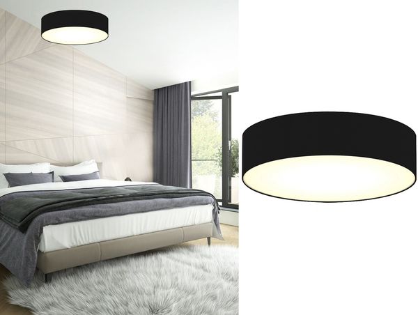 LED Deckenleuchte Stoff Schwarz / Abdeckung satiniert, Ø 40cm
