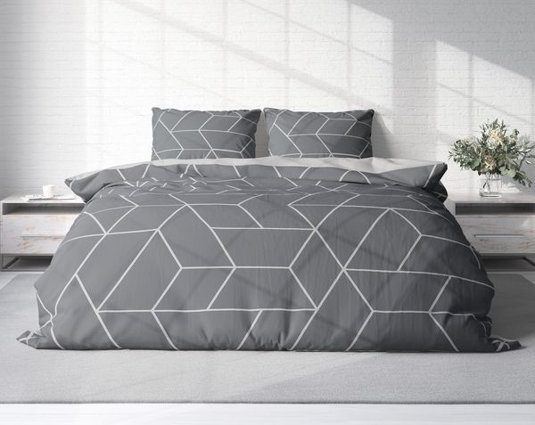 One Home Bettwäsche Jack, Microfaser, 3 teilig, grafisch und geometrisch, Doppelbett