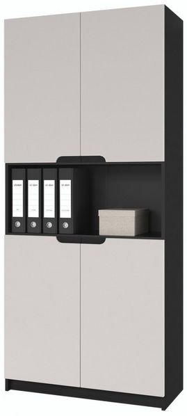 Vladon Aktenschrank Logan V2 (Aktenschrank, mit Soft-Close Funktion) Schwarz matt/Cashmere (82 x 184 x 37 cm)
