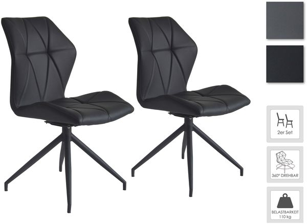 Stuhl >IMKE< (2er-Set) in schwarz - 52x90,5x62cm (BxHxT) Bild 6