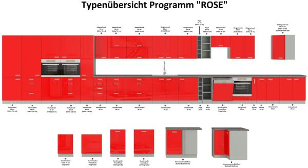 Eckunterschrank 105 Bianca Rot Hochglanz Küchenzeile Küchenblock Küche Rose Bild 5