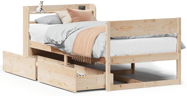 Einzelbetten, Betten für Erwachsene, Massivholzbett ohne Matratze 90x200 Kiefernholz de3481