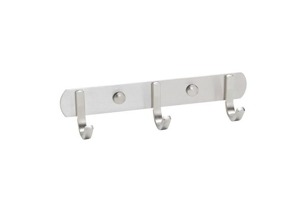 SO-TECH® Garderobenleiste Hakenleiste SAMU echt Edelstahl Mantelhaken Handtuchhalter, Länge 460 mm, 6 Haken, inkl. Befestigungsset