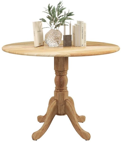 COSTWAY Esstisch, Runder Küchentisch aus Massivholz, 100 × 73 cm, Natur