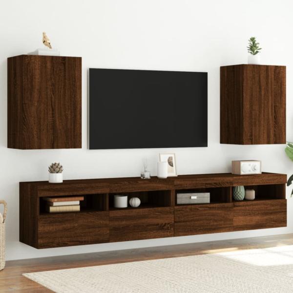 vidaXL TV-Wandschränke 2 Stk. Braun Eiche-Optik 40,5x30x60 cm 836923