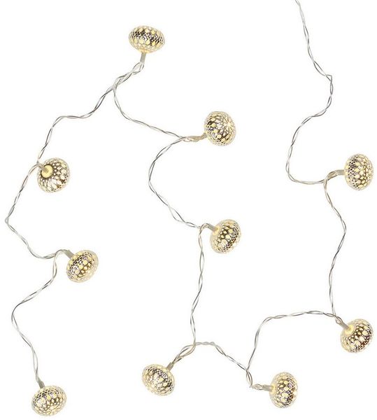 Lights4fun LED-Lichterkette 10er LED Lichterkette silberne Marokkanische Kugeln Batterie Bild 2
