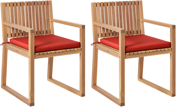 Set mit 2 Stühlen und Sitzkissen SASSARI PREMIUM zertifiziertes Akazienholz Rot