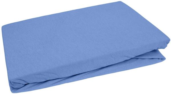 Bettwaesche-mit-Stil Jersey Spannbettlaken hellblau 90 – 100 x200cm Höhe bis 30cm