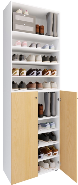 VCM Schuhschrank Lona 919235 Weiß / Buche H. 220 x B. 70 x T. 40cm