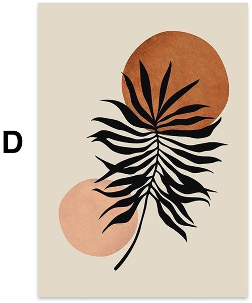 Poster Boho Blumen Zweige und Abstrakte Formen als Deko Print ohne Rahmen - D / 40 x 60 cm
