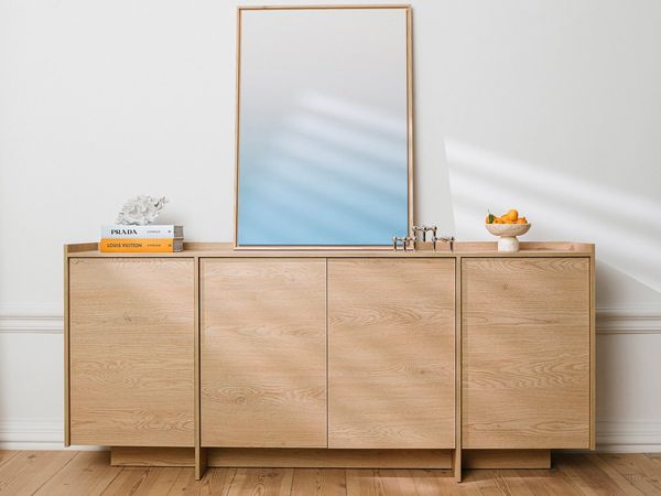 Beautysofa Kommode JUNI mit 4 Türen (Push-to-Open-Funktion, im Japandi-Stil), Breite: 200 cm