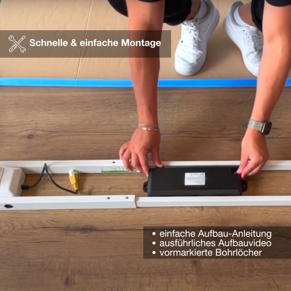 ASSMANN Elektrisch höhenverstellbarer Kinderschreibtisch JUNIOR 120x80cm Signalweiß Signalweiß Metall Holz Bild 9