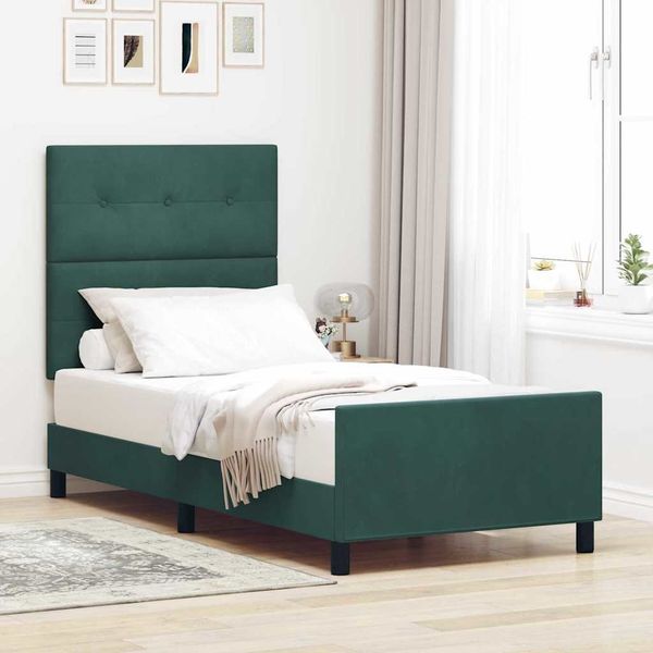 vidaXL Boxspringbett mit Kopfteil Dunkelgrün 90 x 190 cm Samt 3344912