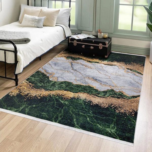 Mazovia Designteppich Modern Teppich für Wohnzimmer, Schlafzimmer, Esszimmer, 80 x 150 cm, Kurflor, Waschbar in Waschmaschine, Höhe 5 mm, Rutschfest