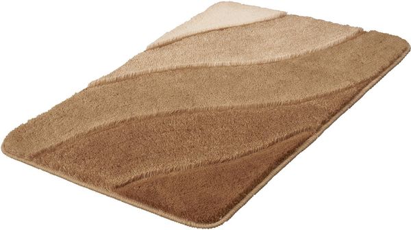 Kleine Wolke Badematte Serenade, Höhe 20 mm, rutschhemmend beschichtet, fußbodenheizungsgeeignet, Kunstfaser, rechteckig, 2er-Set 50x60 cm / 70x120 cm, Badteppich, Wellen Design, Farbverlauf, Hoch-Tief Effekt, waschbar