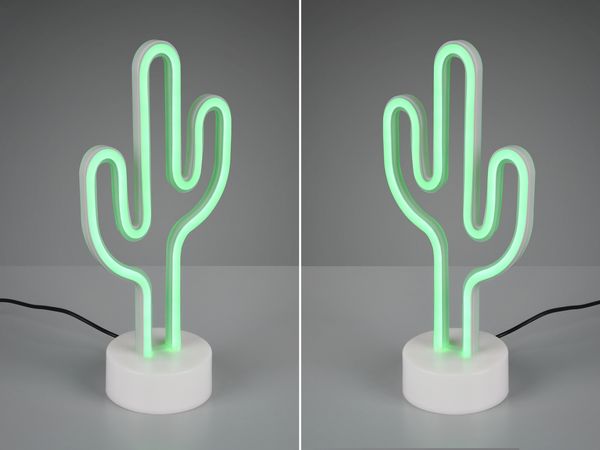 2er SET Deko LED Tischleuchte Kaktus Batterie- oder USB betrieben, Höhe 29cm