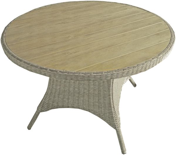 Gartentisch CITIES rund Teak-Look - Kunststoff, Ingwerbraun, 100x100x73cm | Terrassentisch Wetterfest Outdoor Tisch