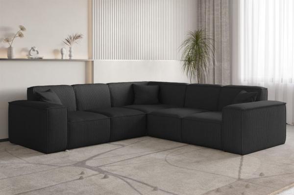 Ecksofa Designersofa CELES PREMIUM in Stoff Scala Schwarz Seite Universal