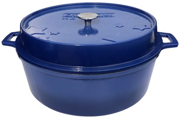 Grillfürst emaillierter Dutch Oven ohne Füsse DO12 - blau
