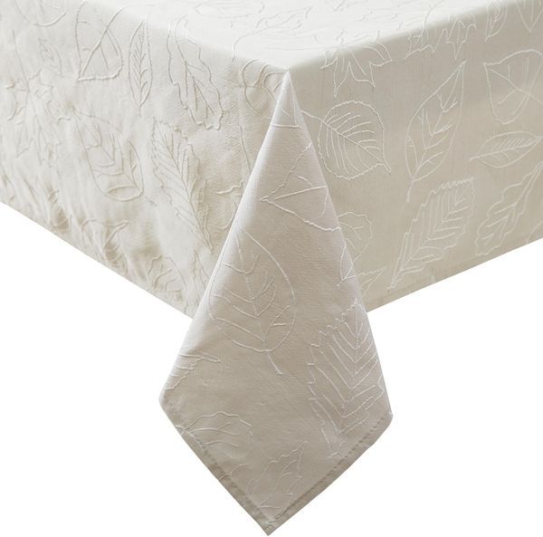 Laura Ashley Tischdecke, Bestickt, Jacquard-Stoff, knitterfrei, für Esszimmer, Urlaub, Party, Hochzeit oder Bankett, 152,4x213,4 cm, Ahorn-Taupe