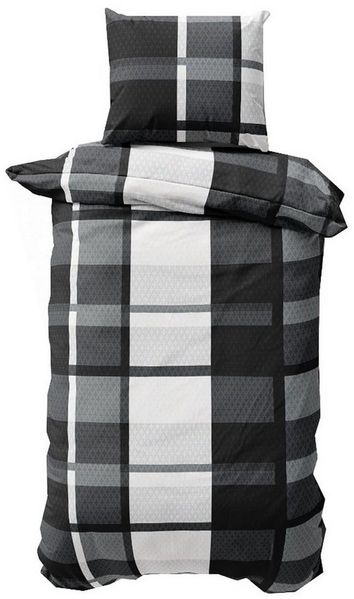 Visaggio Bettwäsche Winter Fleece Bettbezug flauschig warm, Fleece, 2 teilig, Thermofleece kuschelig weich, Vierecke mit Ornamenten