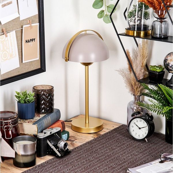 hofstein Tischleuchte Tischlampe aus Metall in Goldfarben/Taupe mit Schalter am Kabel, ohne Leuchtmittel, moderne Leuchte im Retro/Vintage-Design, (20 cm), Höhe 43 cm, E14