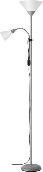 Brilliant Leuchten No. 93008-05 Deckenfluter Spari mit Lesearm silber weiß