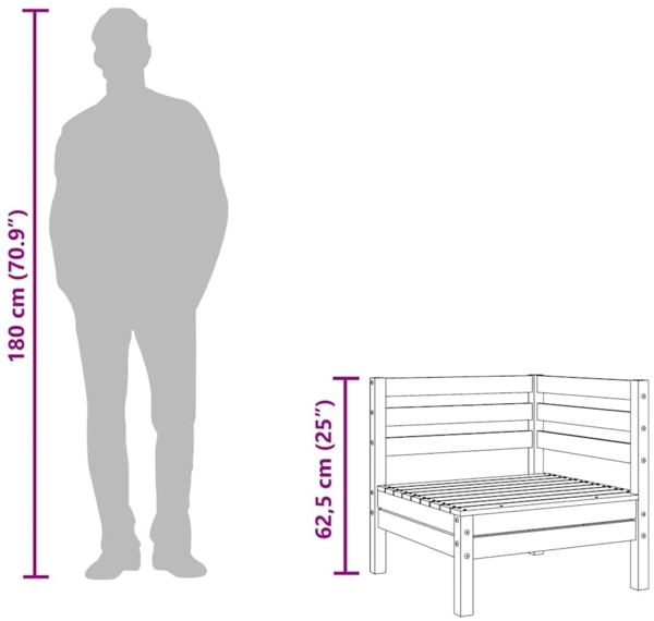 vidaXL Garten-Ecksofas 2 Stk. Massivholz Douglasie 837989 Bild 9