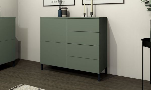 borchardt Möbel Kommode Haama, modern, grifflos, Metallfüße, praktisch, 2 Türen, Push-To-Open, verstellbare Einlegeböden, viel Stauraum, Breite 93cm