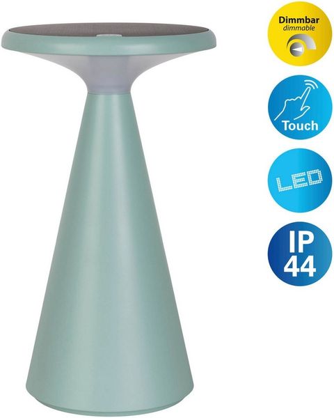 näve LED Tischleuchte Palu, Dimmfunktion, Memoryfunktion, USB-Ladefunktion, LED wechselbar, Warmweiß, Solar-/Akkubetrieb, Touch, Dimmbar, Memory, USB-C-Ladekabel, warmweiß