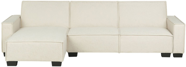 Ecksofa mit Schlaffunktion Polsterbezug beige rechtsseitig ROMEDAL