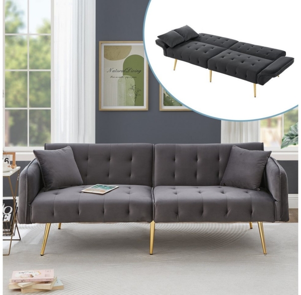 Merax Schlafsofa 2-in-1 Zweisitzer-Sofa Klappsofa mit Bettfunktion, platzsparend & multifunktional, 178x82x70cm 1 Teile, Sofabett mit verstellbarer Rückenlehne & Armlehnen und 6 Metallfüße