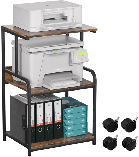 3-stöckiger Druckerständer mit Rollen Metall Druckerregal Büro Zuhause