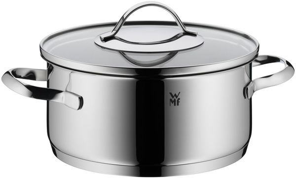 WMF Topf-Set Aparto, Cromargan Edelstahl rostfrei 18/10 (5-tlg, 1x Bratentopf, 3x Fleischtopf, 1x Stielkasserolle), mit Glasdeckel