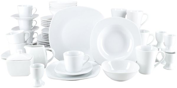 OTTO home Geschirr-Set Arrianna (50-tlg), 6 Personen, Porzellan, Moderne Optik, Zeitloses Design, Beliebig kombinierbar