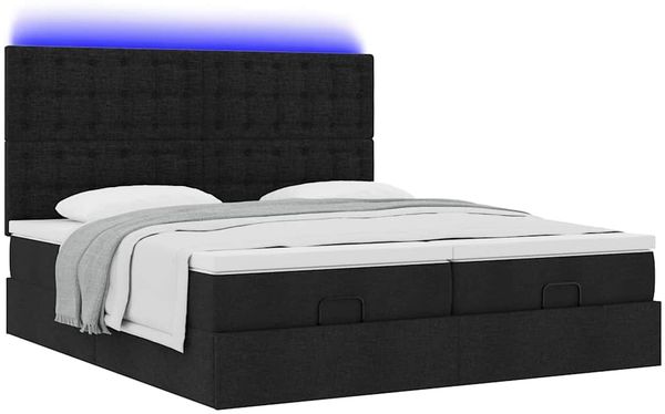 vidaXL Ottoman-Bett mit Matratzen & LEDs Schwarz 200x200 cm Stoff 3314592 Bild 6
