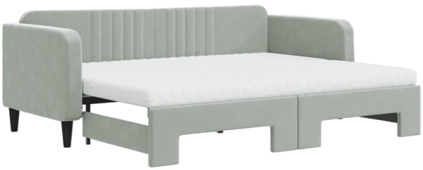 vidaXL Tagesbett Ausziehbar mit Matratzen Hellgrau 80x200 cm Samt 3197080