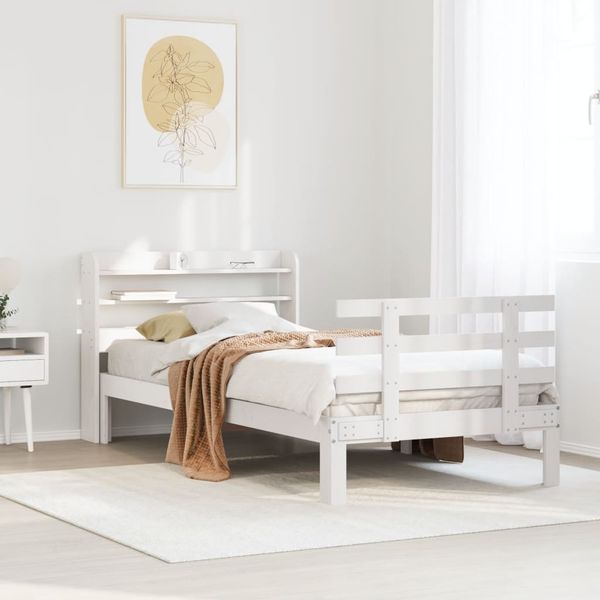 vidaXL Bettgestell mit Kopfteil ohne Matratze Weiß 90x200 cm 3306848