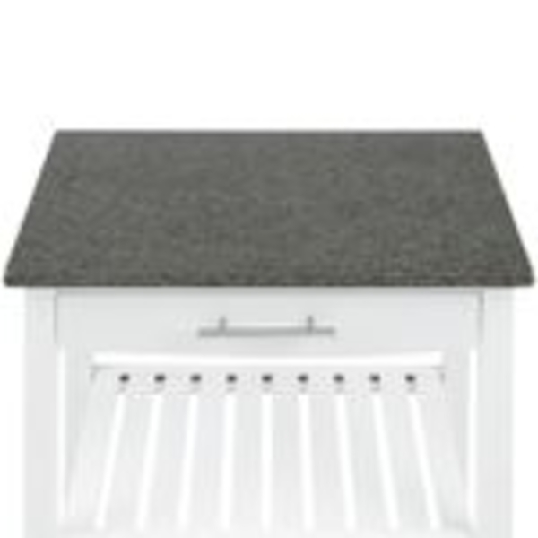 Tennessee Servierwagen Küchenwagen 4 Etagen Holz Granit mobil Weiß