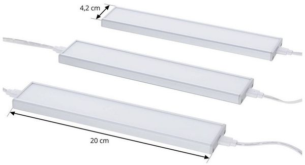 Prios Unterschrankleuchte Ashtonis, LED, Kunststoff Alu warmweiß IP20mit Bewegungsmelder, 3 x 1,4 W LED, warmweiß