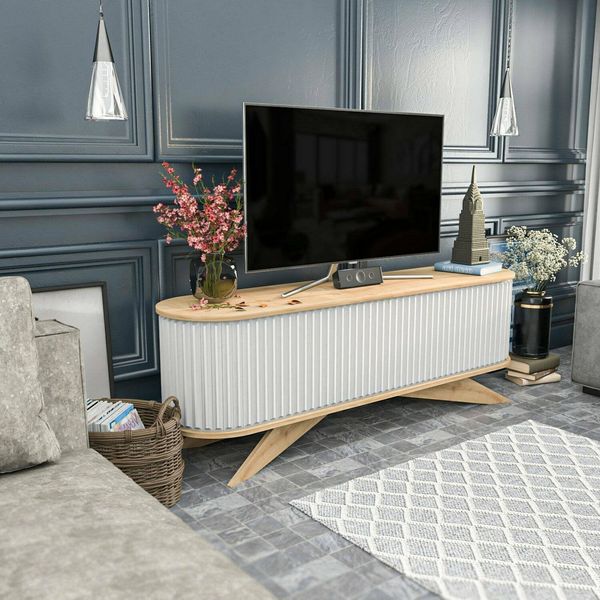 Dmora TV-Schrank Aludra 180 x 43 x 60 cm Braun 2 Böden 6 Fächer